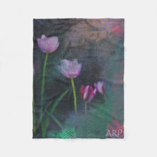 *~* Grau Lavendel Rosa Tulpen Grunge Vintage Shabb Fleecedecke