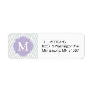 Grau & Lavender Modernes Zickzack Monogramm