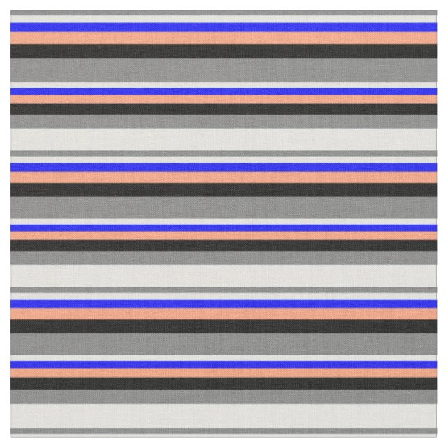 Grau, leicht Cyan, Blau, Lachs und Schwarz Stoff (Nahaufnahme)