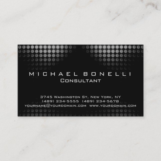 Grau Lights Black Pattern Consultant Business Card Visitenkarte (Vorderseite)
