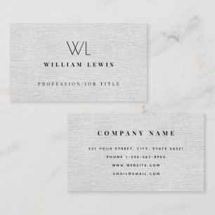 Grau Linen Monogram Modernes Minimalistisch Visitenkarte