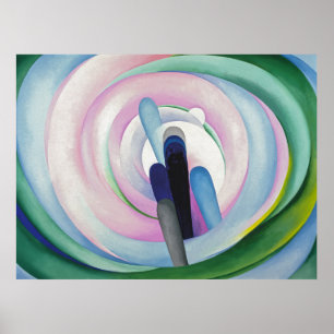 Grau Linien w Schwarz, Blau und Gelb O'Keeffe Poster