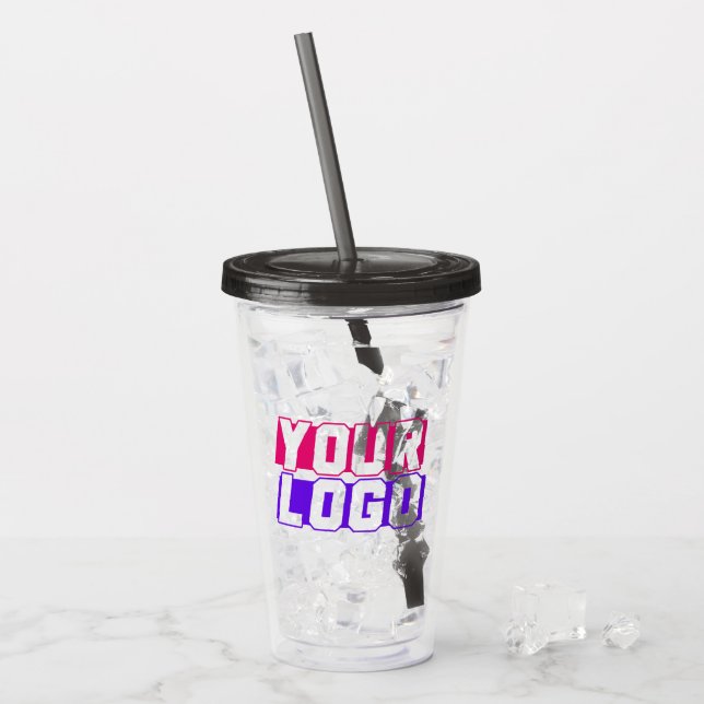 Grau-Logo Akrylic Tumbler mit Stroh Acryltrinkbecher (Vorderseite Ice)