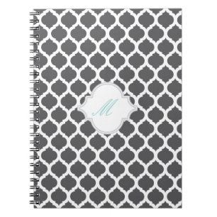 Grau marokkanisches Muster mit Monogram Notebook Notizblock