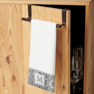 Grau mediterrane Tile Personal Custom Monogram Geschirrtuch