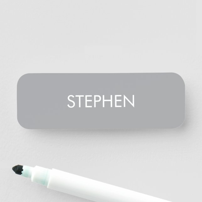 Grau minimalistischer benutzerdefinierter Name  Namensschild (Beispiel)