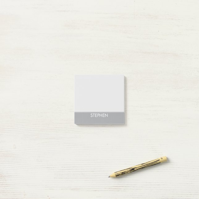 Grau minimalistischer benutzerdefinierter Name  Post-it Klebezettel (Auf Schreibtisch)