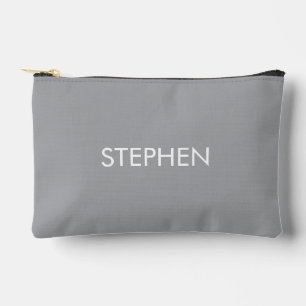 Grau minimalistischer benutzerdefinierter Name Zubehörtasche