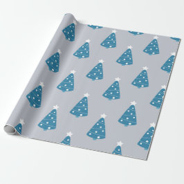 GRAU MIT BLAUEN UND WEISSEN BÄUMEN GESCHENKPAPIER