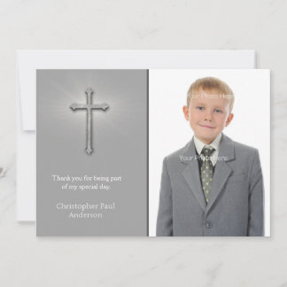 Grau mit Kreuz, religiöse Fotokarte Dankeskarte