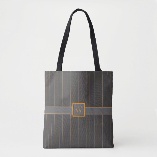 Grau mit Orange Pinstripes (All-Over-Print Bag) (Vorderseite)