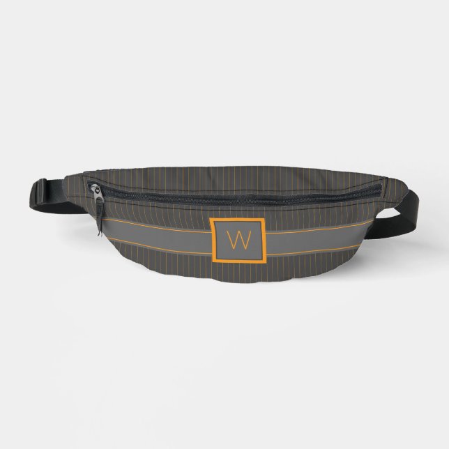 Grau mit Orange Pinstripes Bauchtasche (Vorderseite)
