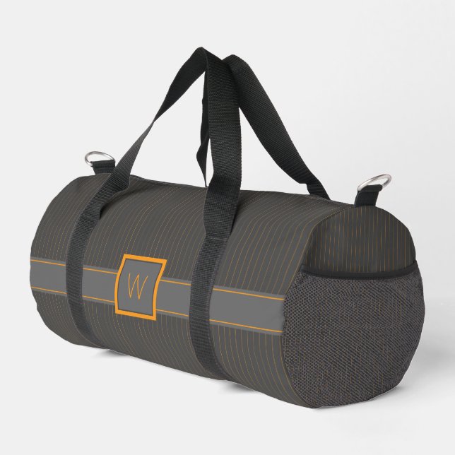 Grau mit Orange Pinstripes Duffle Bag (Rechte Ecke)