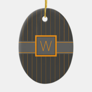 Grau mit Orange Pinstripes Keramik Ornament