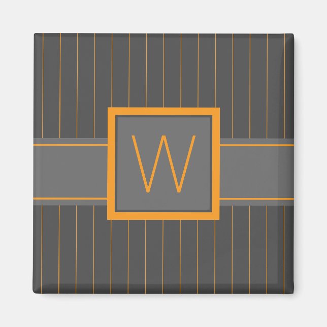 Grau mit Orange Pinstripes Magnet (Vorne)