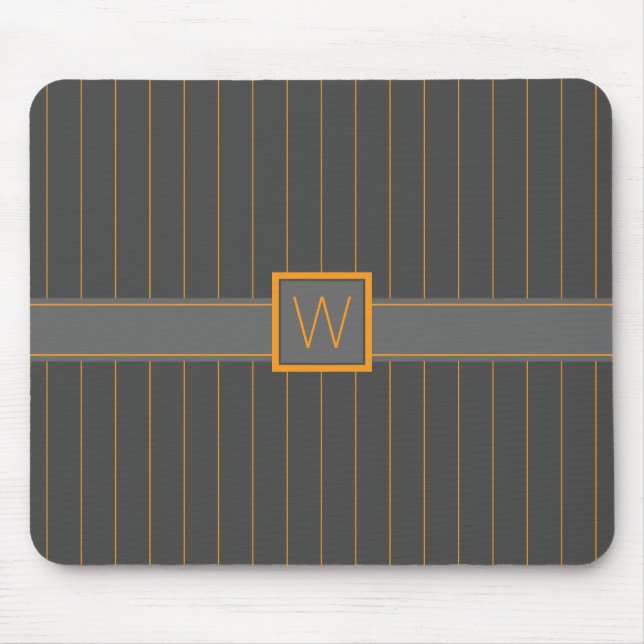 Grau mit Orange Pinstripes Mousepad (Vorne)