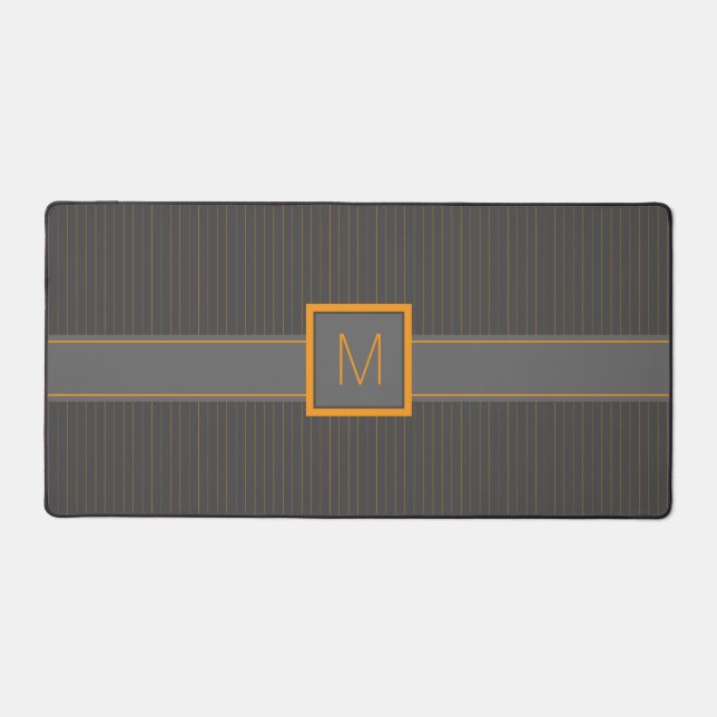 Grau mit Orange Pinstripes Schreibtischunterlage (Vorderseite)