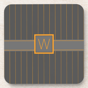 Grau mit Orange Pinstripes Square Untersetzer