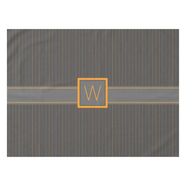 Grau mit Orange Pinstripes Tablette Tischdecke (Vorderseite (Horizontal))