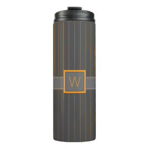 Grau mit Orange Pinstripes Thermal Tumbler Thermosbecher