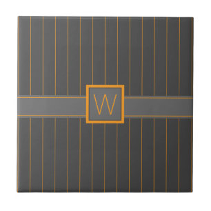 Grau mit Orange Pinstripes Tile Fliese