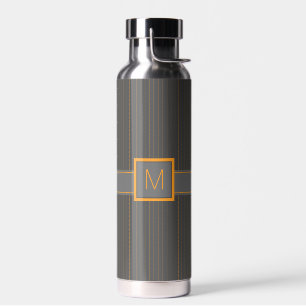 Grau mit Orange Pinstripes Trinkflasche