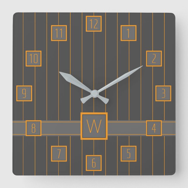 Grau mit Orange Pinstripes Uhr (Vorderseite)