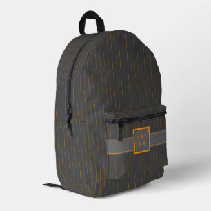 Grau mit orangen Pinstripes Bedruckter Rucksack