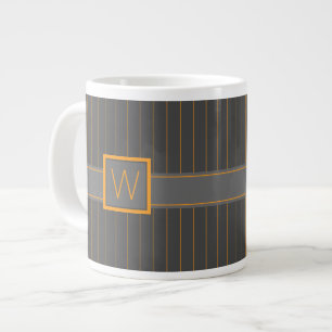 Grau mit orangen Pinstripes Spezialbecher Jumbo-Tasse