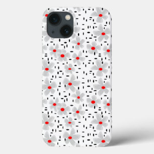grau mit roten Blume auf weißem Hintergrund Retro Case-Mate iPhone Hülle