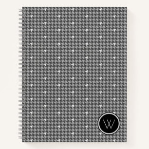 Grau mit silbernem Akzent-Houndstooth-Notizbuch Notizbuch