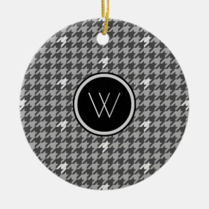 Grau mit silbernem Akzent-Rautenmuster-Ornament Keramik Ornament