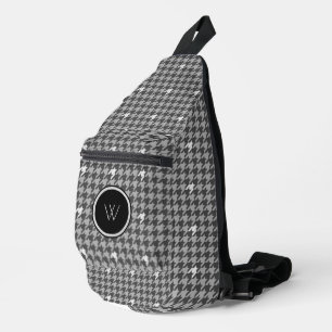 Grau mit silberner Akzent Houndstooth Crossbody Bag