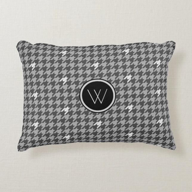 Grau mit Silver Accent Hahnentrittmuster Accent Pi Dekokissen (Vorderseite)