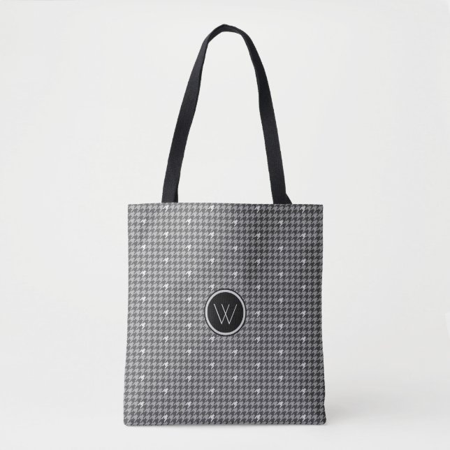 Grau mit Silver Accent Hahnentrittmuster Bag (Vorderseite)