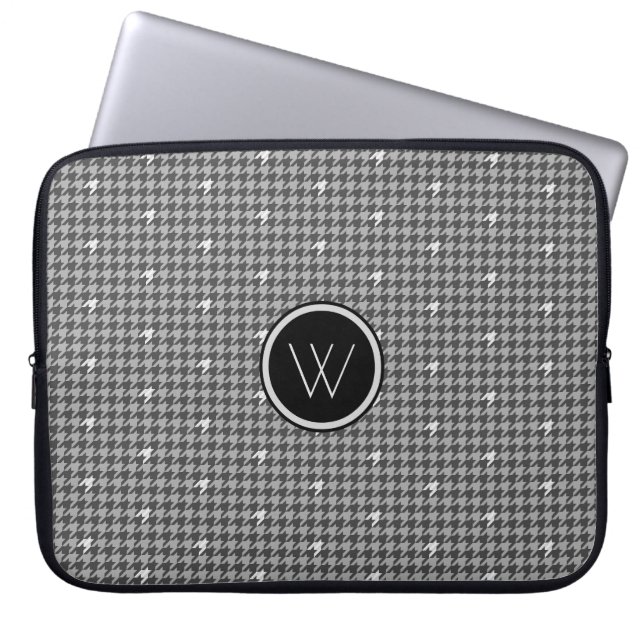 Grau mit Silver Accent Hahnentrittmuster Laptop Sl Laptopschutzhülle (Vorderseite)