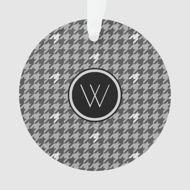 Grau mit Silver Accent Hahnentrittmuster Ornament (Vorderseite)