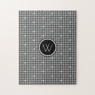 Grau mit Silver Accent Hahnentrittmuster Puzzle