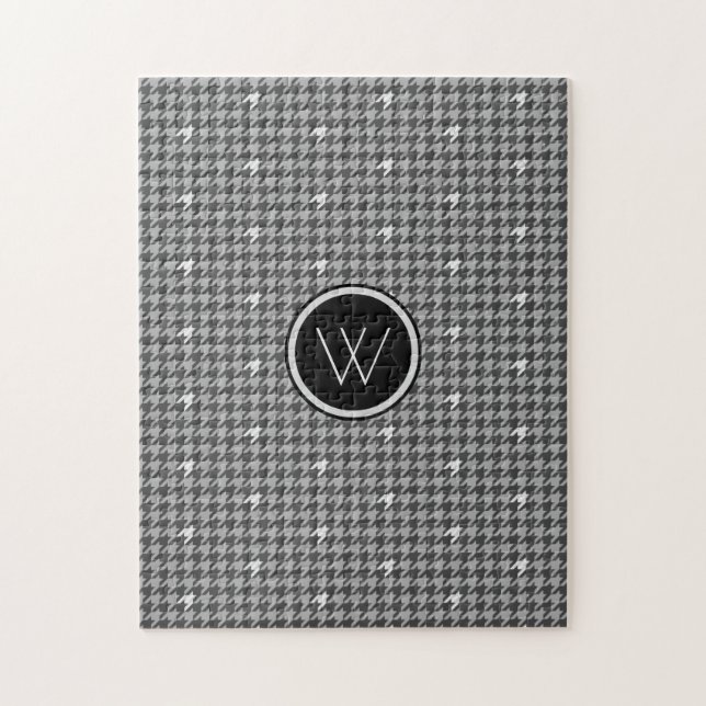 Grau mit Silver Accent Hahnentrittmuster Puzzle (Vertikal)