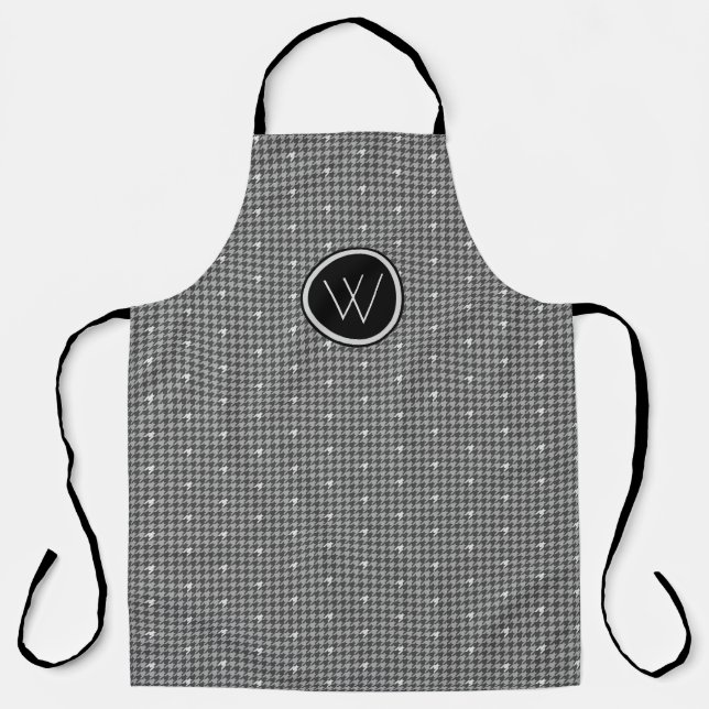 Grau mit Silver Accent Hahnentrittmuster Schürze (Vorderseite)
