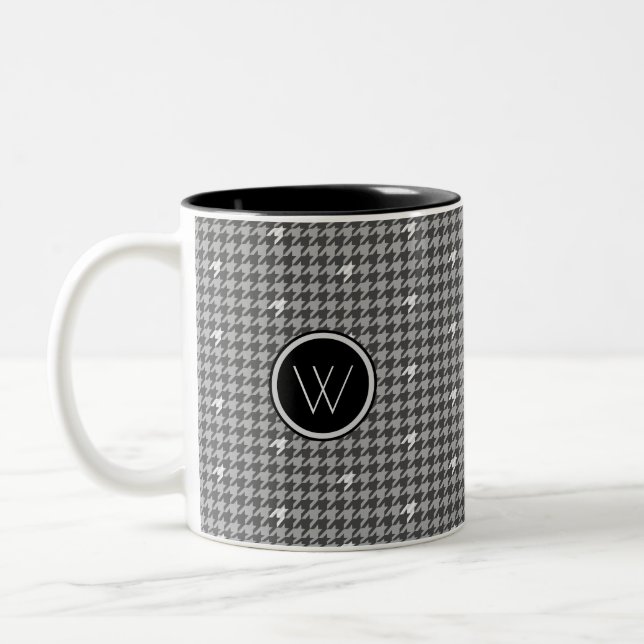 Grau mit Silver Accent Hahnentrittmuster Tasse (Links)