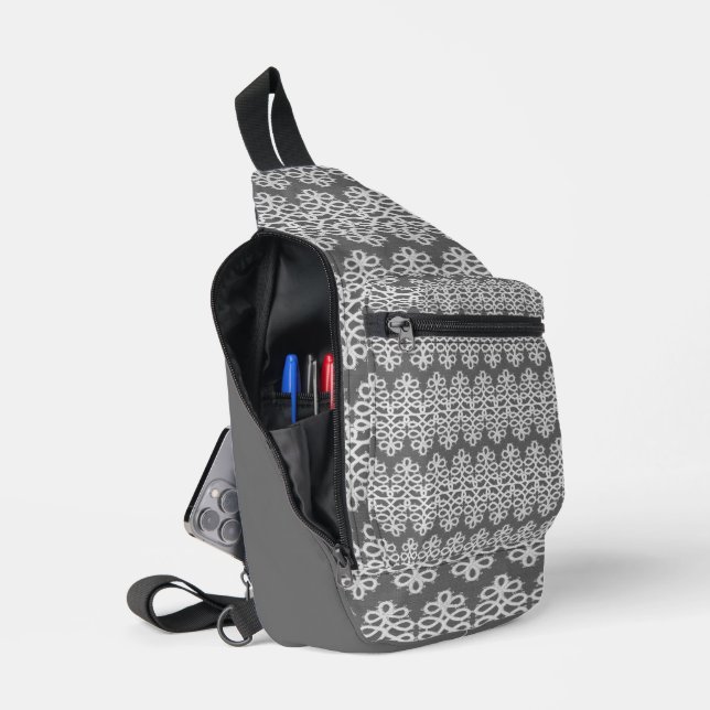 GRAU MIT WEISSER FLÄCHE SEHEN ROWS CROSSBODY BAG (Offen)