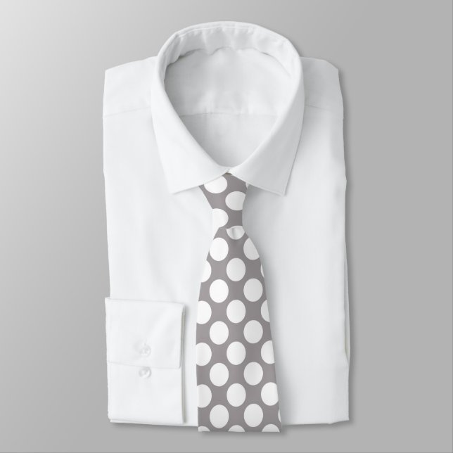 Grau mit weißer Polka Dots Retro Krawatte (Gebunden)