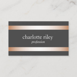 Grau   Moderne Rose Gold Streifen Stilvoll Visitenkarte