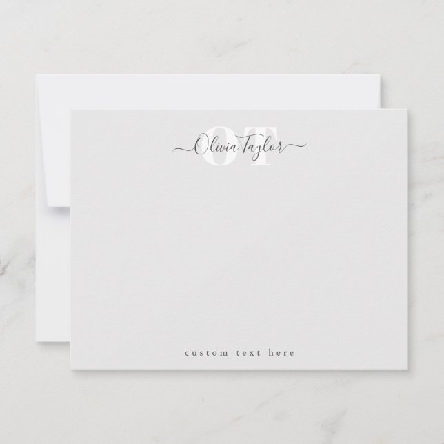 Grau-moderne Script Personalisiert Stationery Note Mitteilungskarte (Vorderseite)