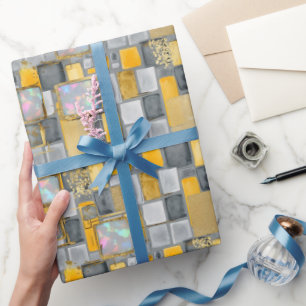 Grau   Modernes Imitat Glitzer & Opal Wrapping Pap Geschenkpapier