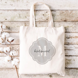 Grau Monogram Bridesmaid Tote Bag Tragetasche
