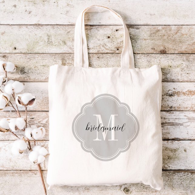 Grau Monogram Bridesmaid Tote Bag Tragetasche (Von Creator hochgeladen)