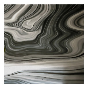 Grau Monotone Artistic Acrylic Pour Abstrakt Poster