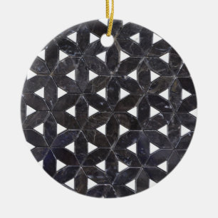 Grau-Moosaique Blumen-des-Lebens-Muster Keramik Ornament